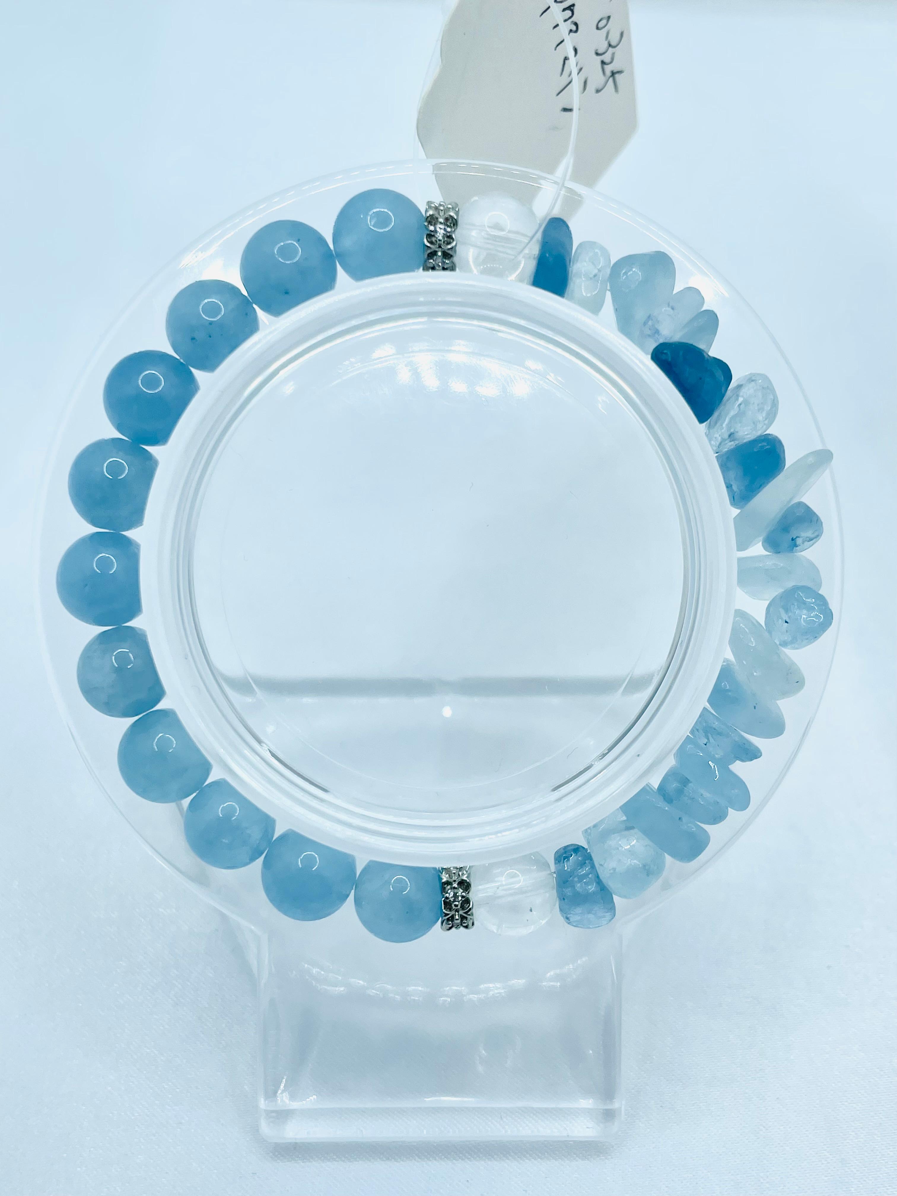 【アクアマリン＆水晶】内径約15cm 浄化済み No,325