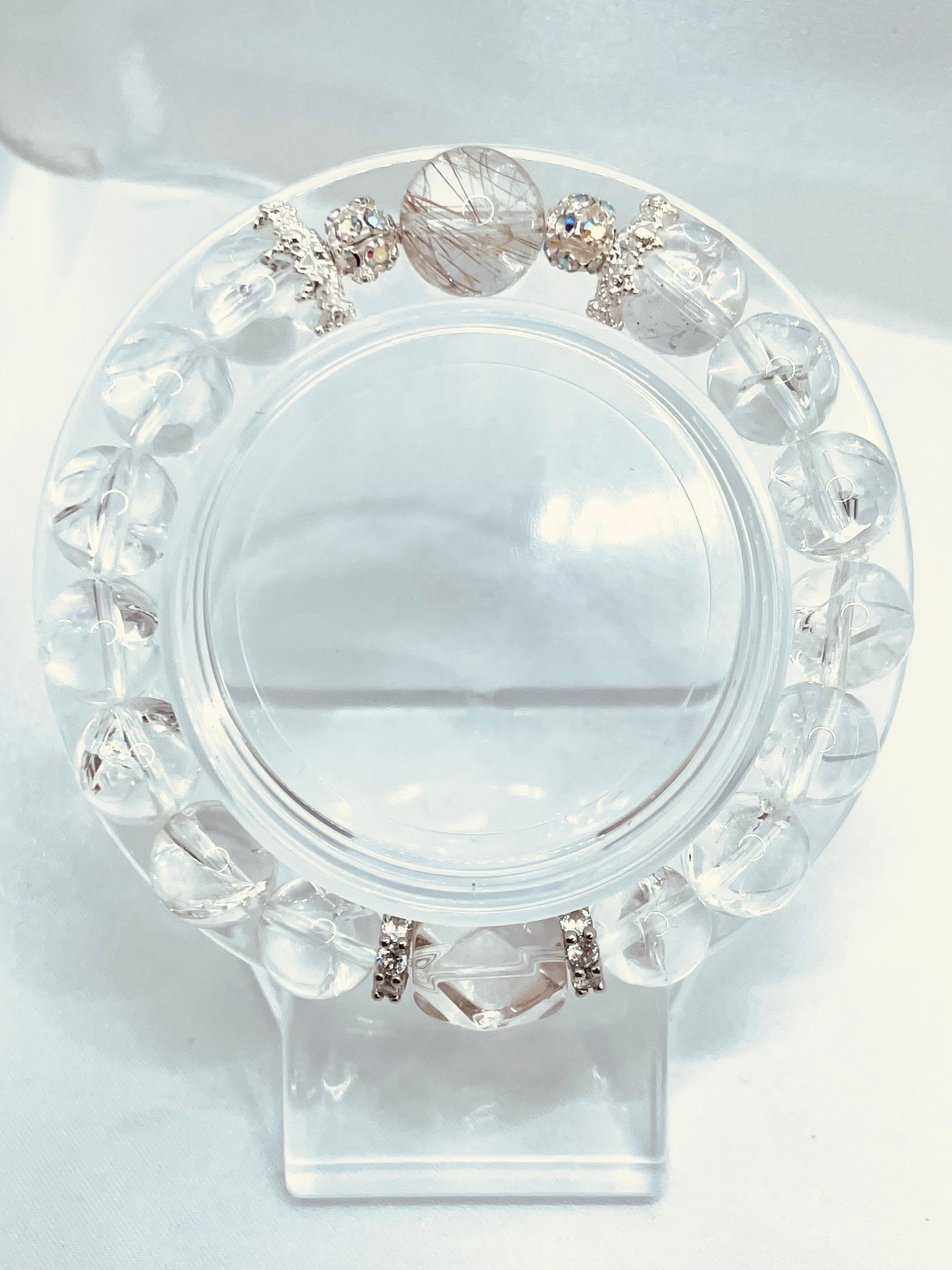 【シルバールチルクォーツ＆アイリスクォーツ】内径約15.5cm 浄化済み No,390